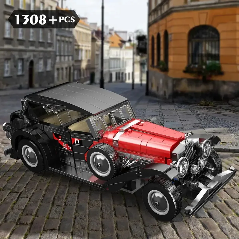 Molde King 10114 Conjunto de blocos de construção MOC de carro vintage (1,308 peças) - Kit de modelo retrô STEM presente para construtores de idade 8 +