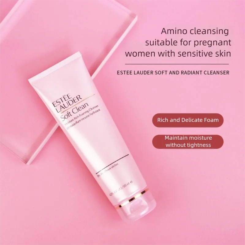 Estée Lauder Gentle Radiance Foam Cleanser for Dry and Sensitive Skin, Amino Acid Pink Cleansing Milk, 125ml