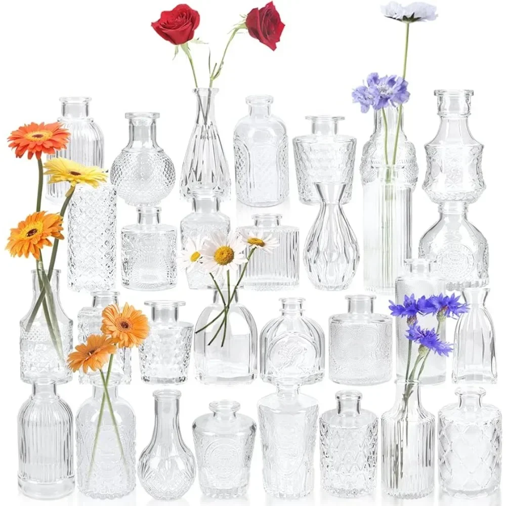 

Glass Bud Vases Set of 30, Small Vases for Flowers, Clear Flower Vases in Bulk for Centerpieces, Vintage Mini Vase