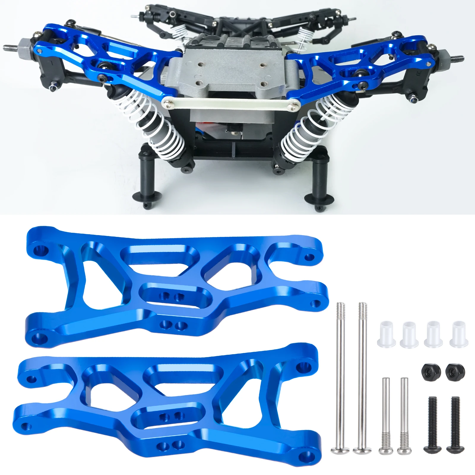 AXSPEED-brazos de suspensión inferior delanteros y traseros de Metal para 1/10 Slash Rustler 4X4 2WD, piezas de actualización de curso corto RC