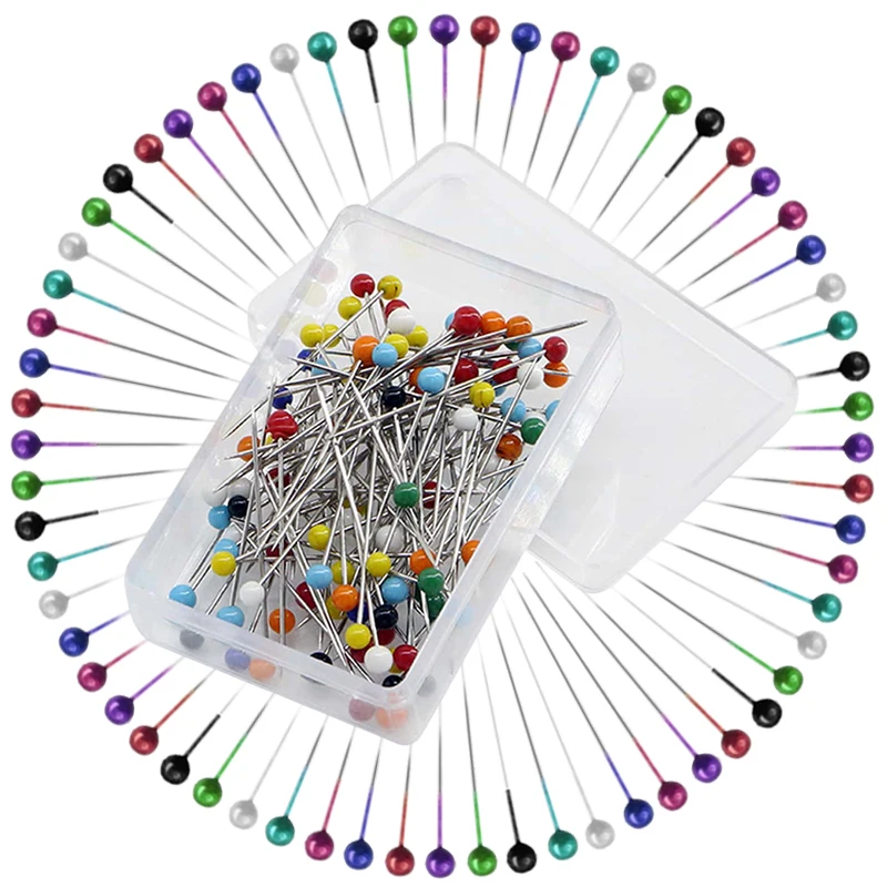 100 Stück 3,2 cm Perlkopf-Nähnadeln mit Aufbewahrungsbox für DIY-Handarbeitsprojekte, Kleidungspositionierung und Nähzubehör