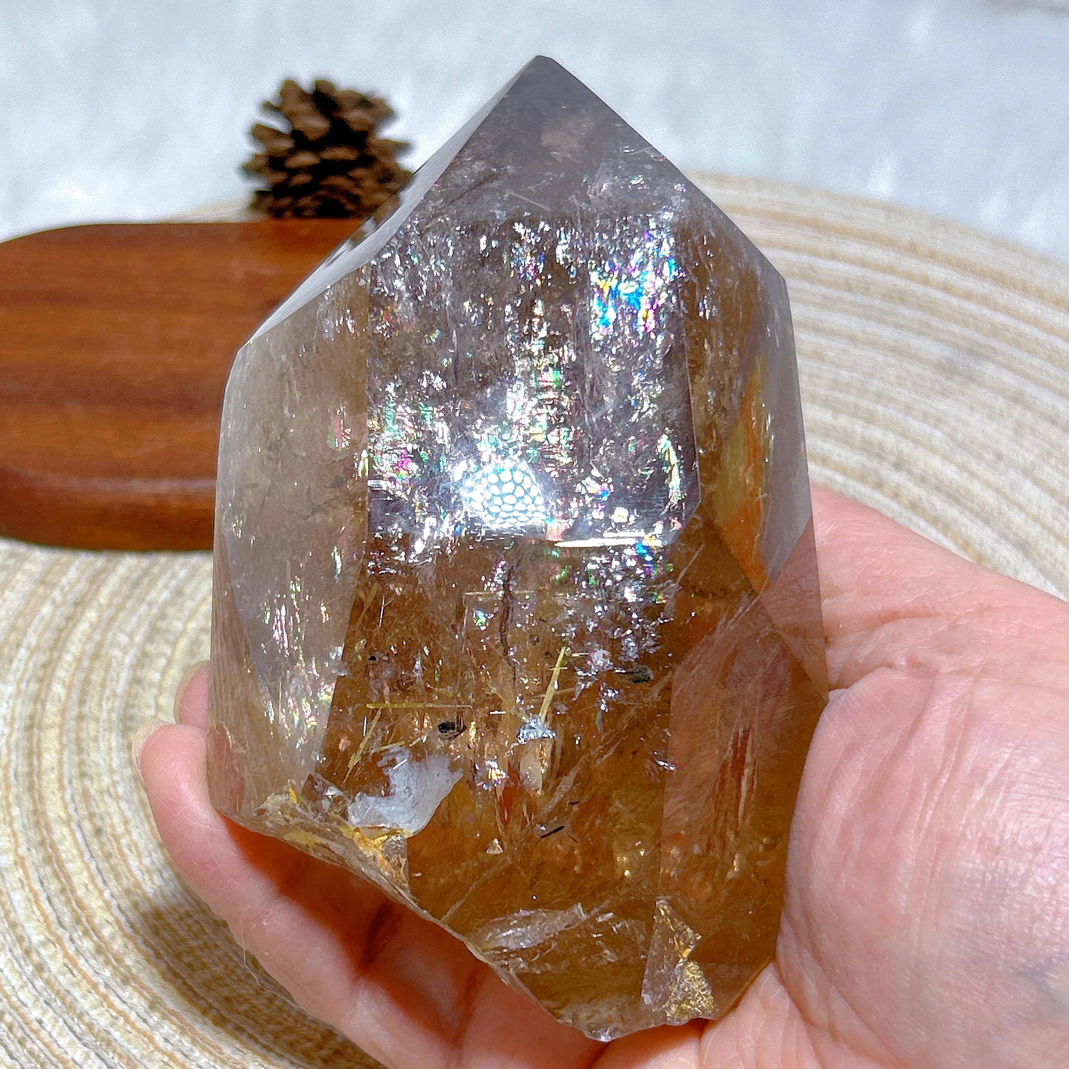 Natural Crystal Rainbow Smokey Quartz With Rutile Large Tower Raw Stone Specimen Healing Energy Reiki Home Decorations Gift