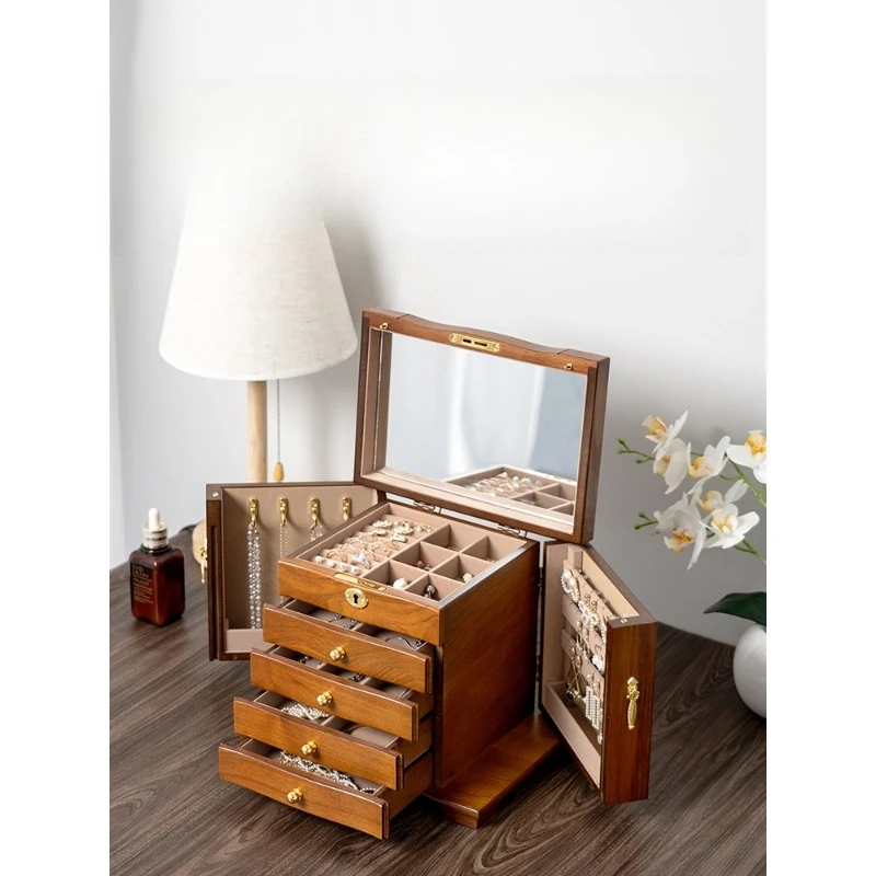 

Solid wood storage jewelry box Wooden large-capacity hand jewelry box Exquisite