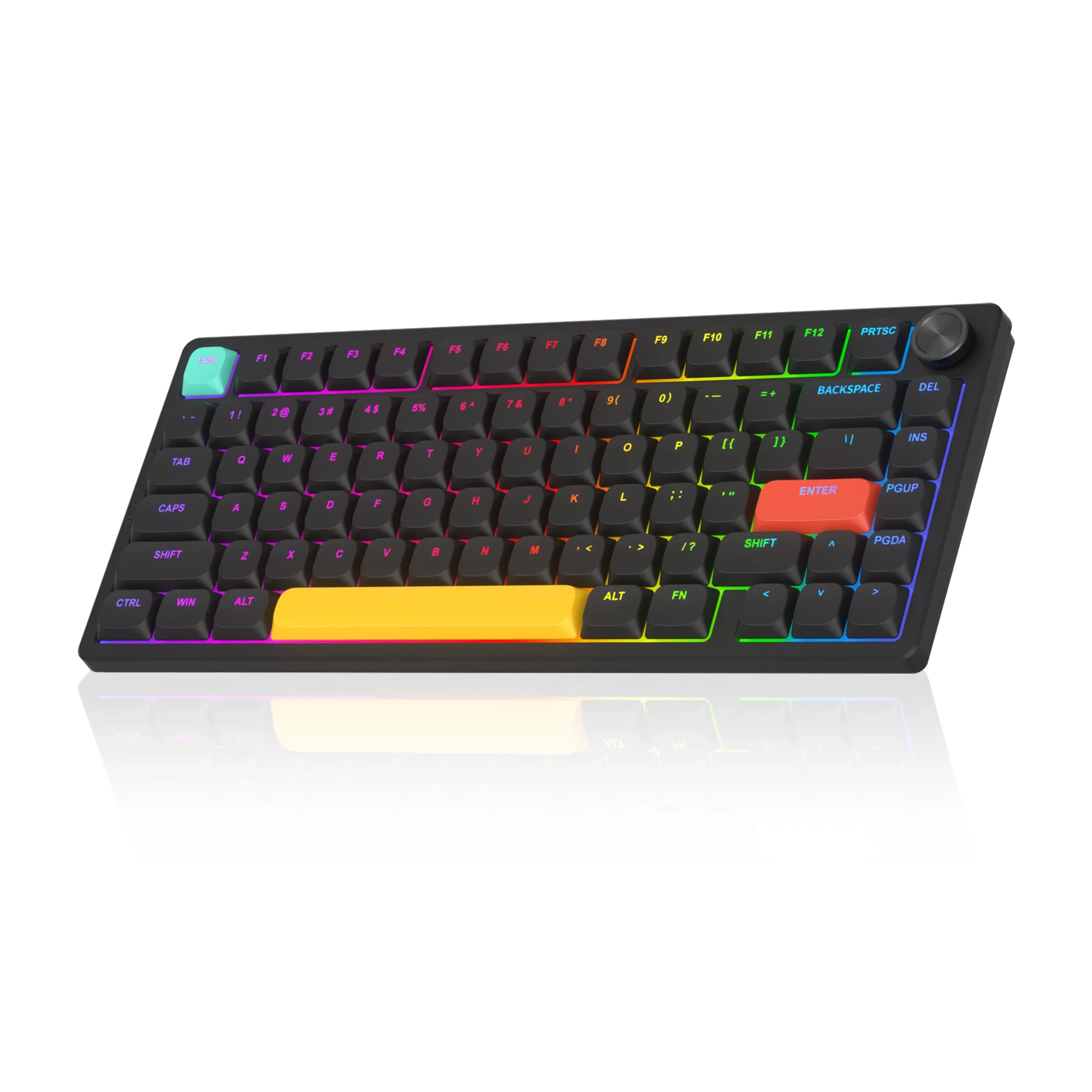 MageGee Moon84 Tri‑Mode Low‑Profile Mechanical Keyboard 75% 84 Keys Red Switch RGB Backlit 2‑in‑1 Knob for Window/Laptop/PC/Pad