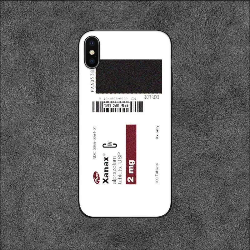 Alprazolam Xanax Phone Case For iPhone 11 12 Mini 13 14 Pro XS Max X 8 7 6s Plus SE XR Shell