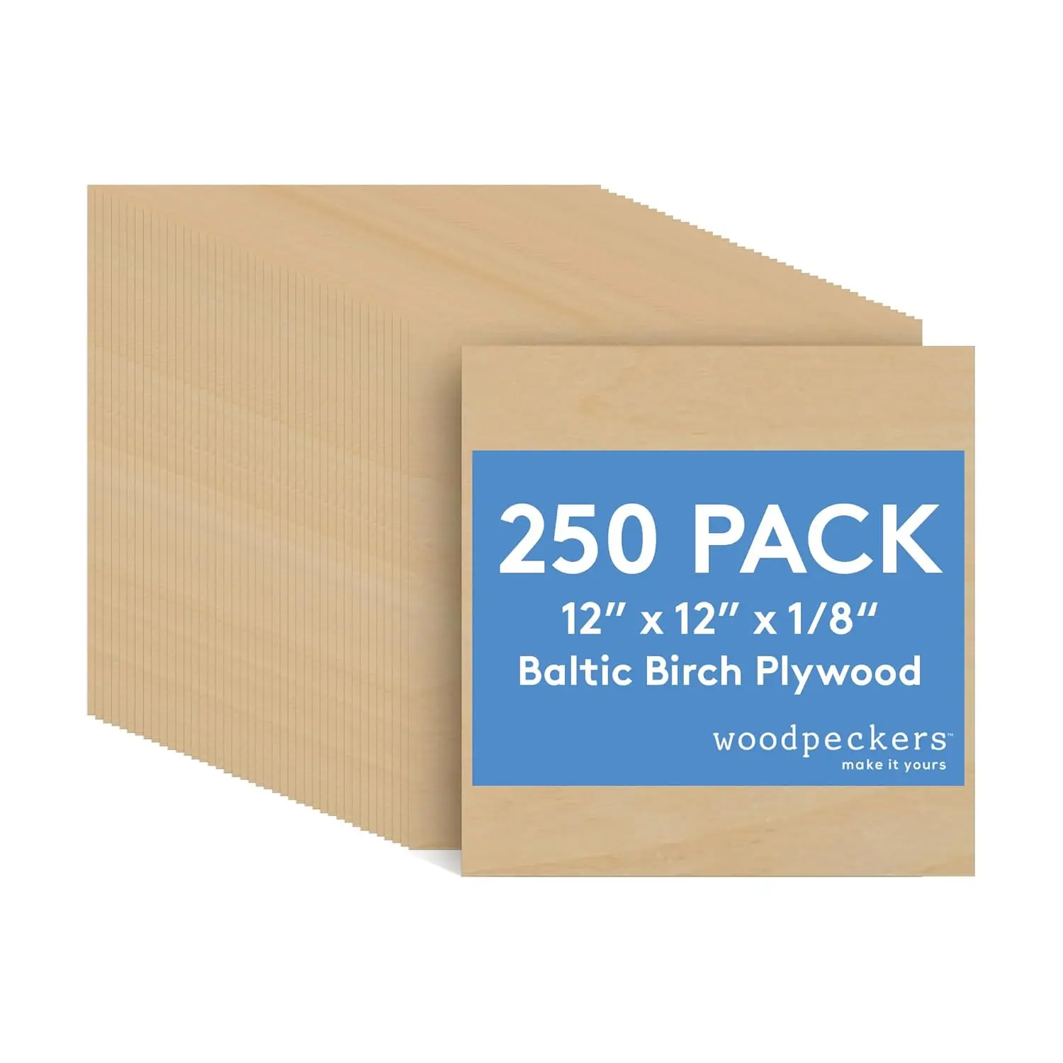 Plywood,3mm1/8x12x12 Inch Craft Wood, Box of 250 B/BB Grade Baltic Birch Sheets, Perfect for Laser, CNC Cutting and Wood Burning