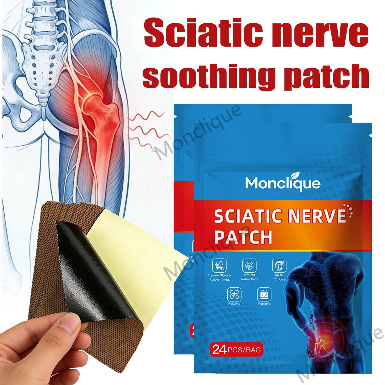 

24/48PCS Sciatic Nerve Patch Piriformis Massage Acupuncture Bandage Hip Care Auxiliary Band-aid Deep Penetration Relaxed Muscles