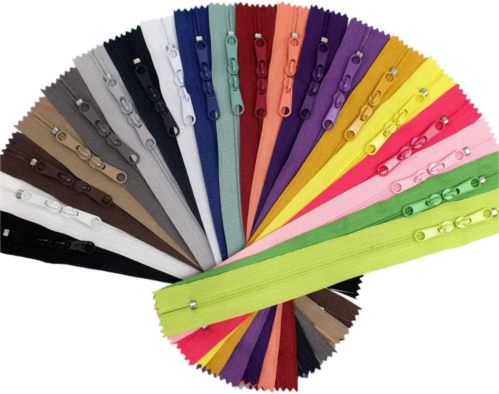 

20PCS 30in Nylon Coil Zippers with Double Sliders Assorted Colors for Sewing Crafts