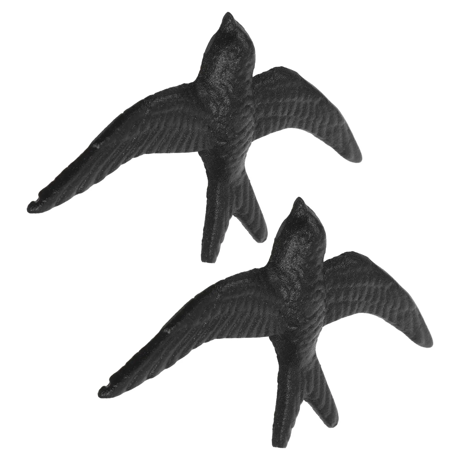 

2 Pcs Cast Iron Decoration Artificial Bird Figurine Birds 3d Adornment