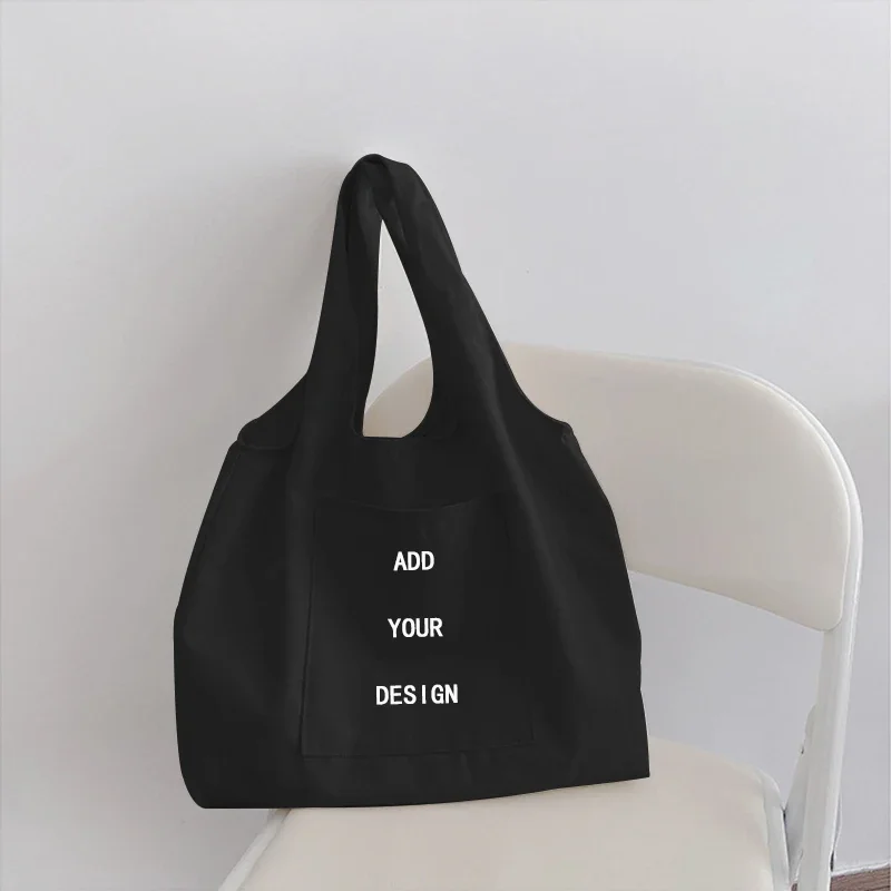 1 Pcs Custom Shoulder Bags Women Tote Bag with Logo Design White Shopping Bag Fashion Women Travel Canvas Bags Shoulder Bags