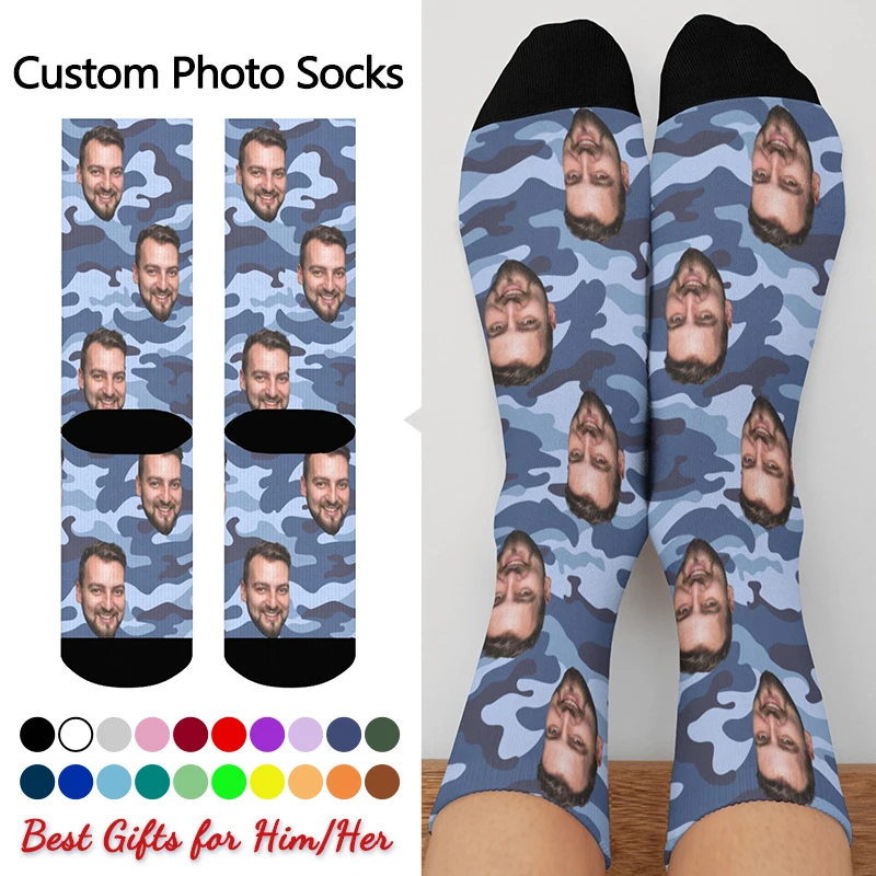 Customized printing of your photos, personalized long socks, colored socks, men's women neutral socks, fun and innovative socks,