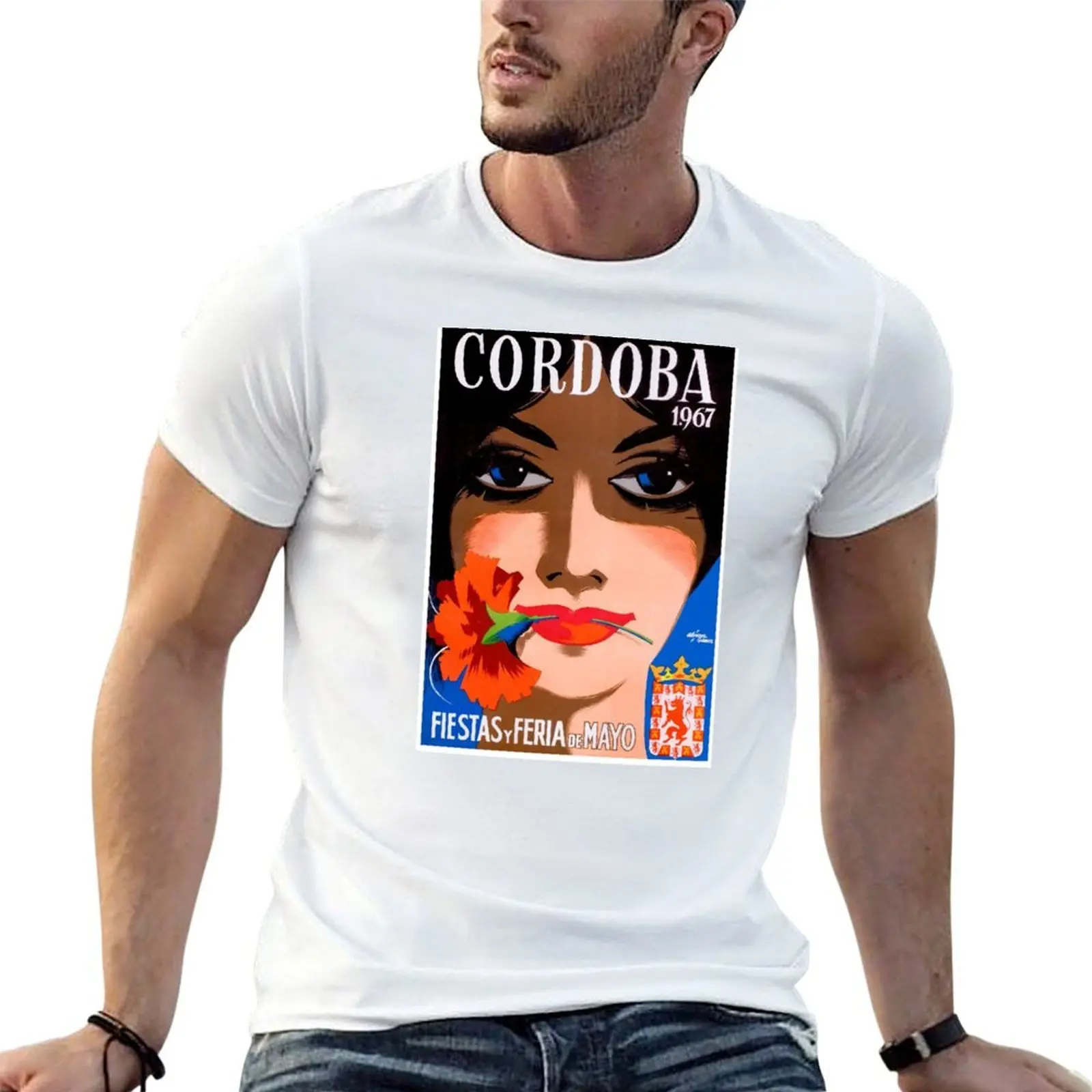 

Футболки 1967 года, футболки с графическим плакатом Cordoba, футболки с фестивалями для Испании, рубашка May Man, забавные мужские футболки с рисунком