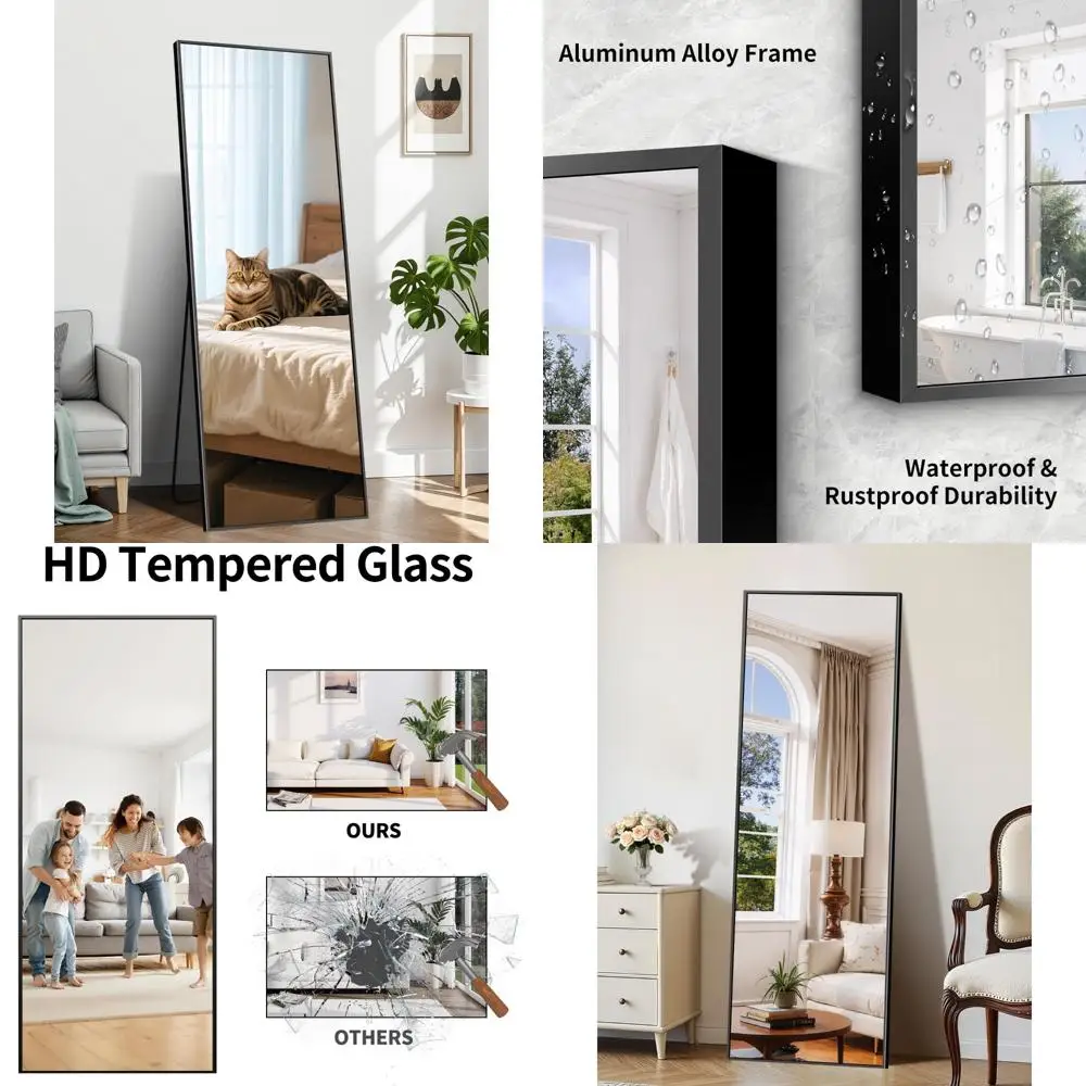 Aluminum Framed Full-Length Floor Mirror, 56
