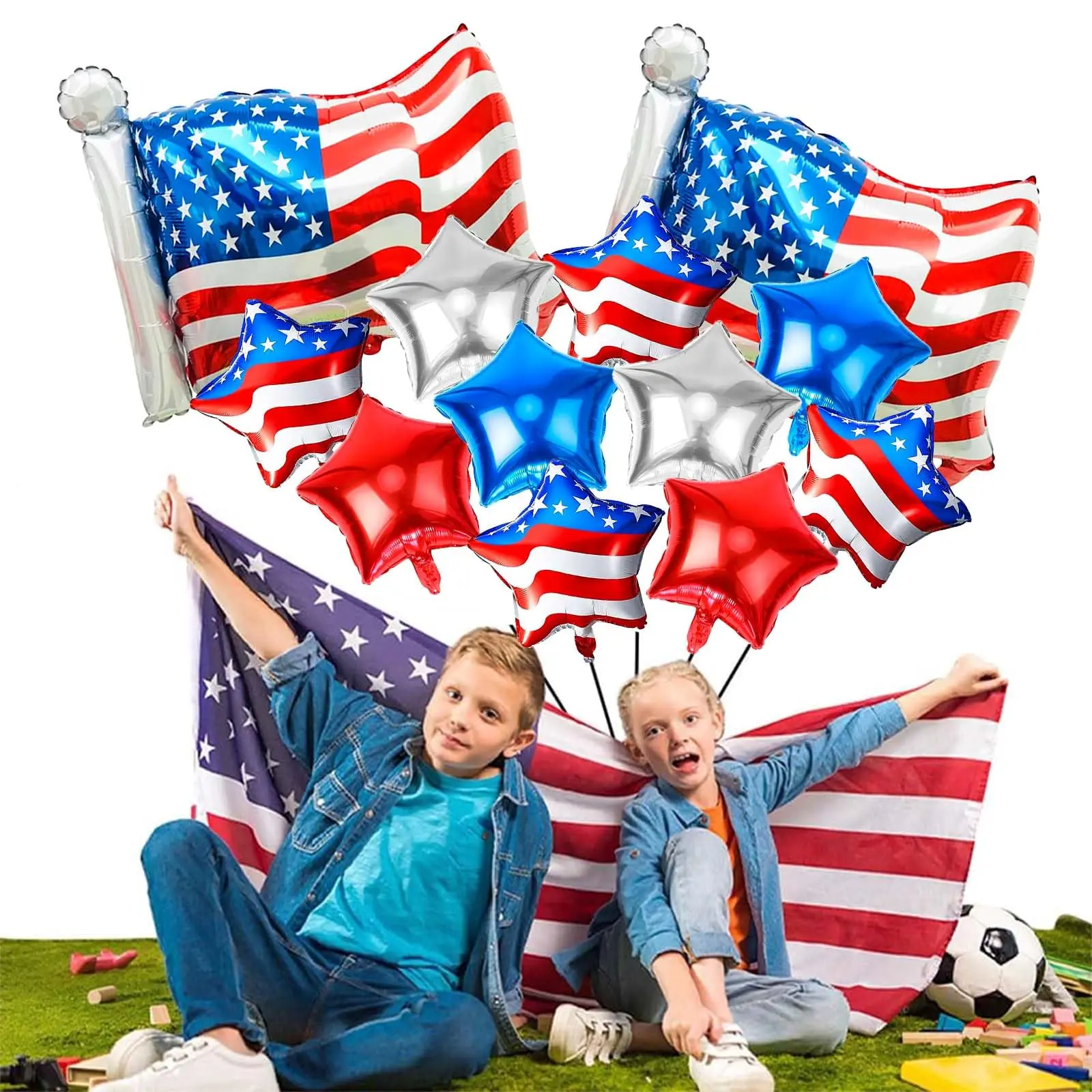 Luftballons mit amerikanischer Flagge, Unabhängigkeitstag, Folienballons für USA, Mottoparty-Dekoration, patriotische Luftballons zum 4. Juli – Detail 6