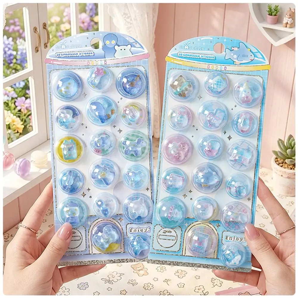 Swaying Effect 3D Capsule Stickers Shake Function Liquid Motion Diary Relief Stickers 3D Effect Cute Design Notebook Decor