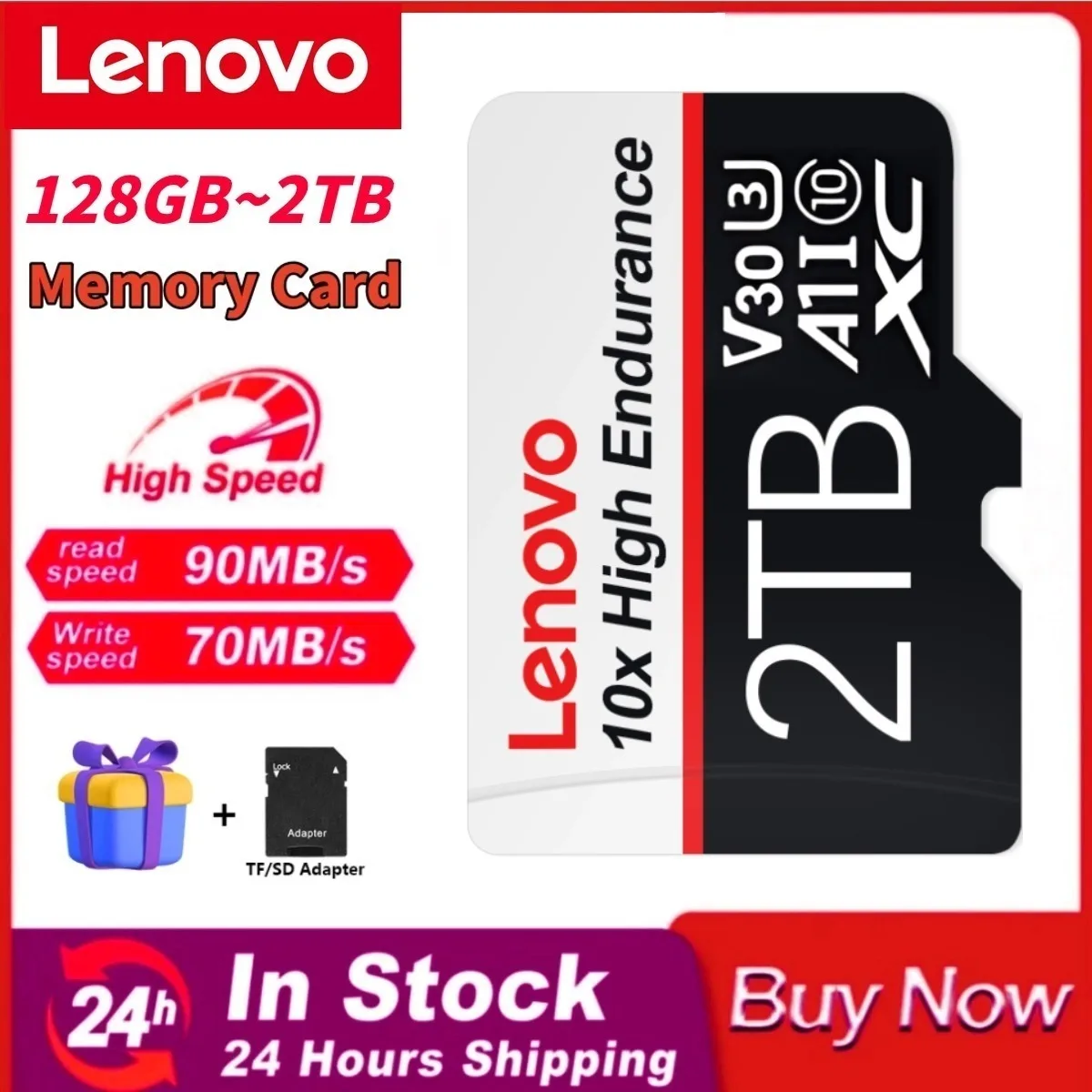 Lenovo SD Memory Card 2TB 1TB Micro TF SD Card High Speed 256GB 512GB Cartao De Memorias 128GB Data Storage For Nintendo Switch