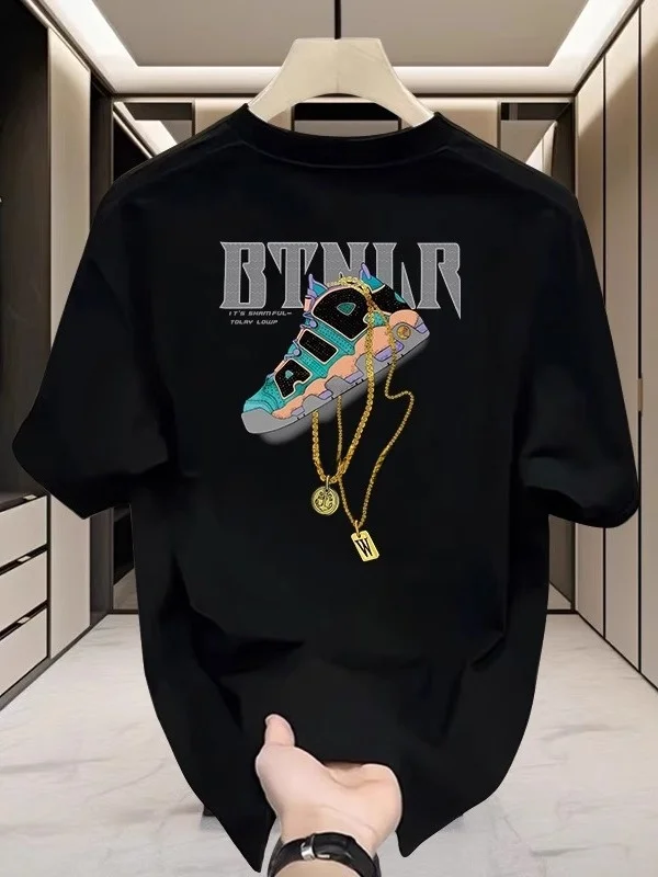 

Свободный хлопковый футболка-поло с круглым вырезом, летняя новинка, большие размеры, до 35 кг, дышащая, комфортная, современная, стильная