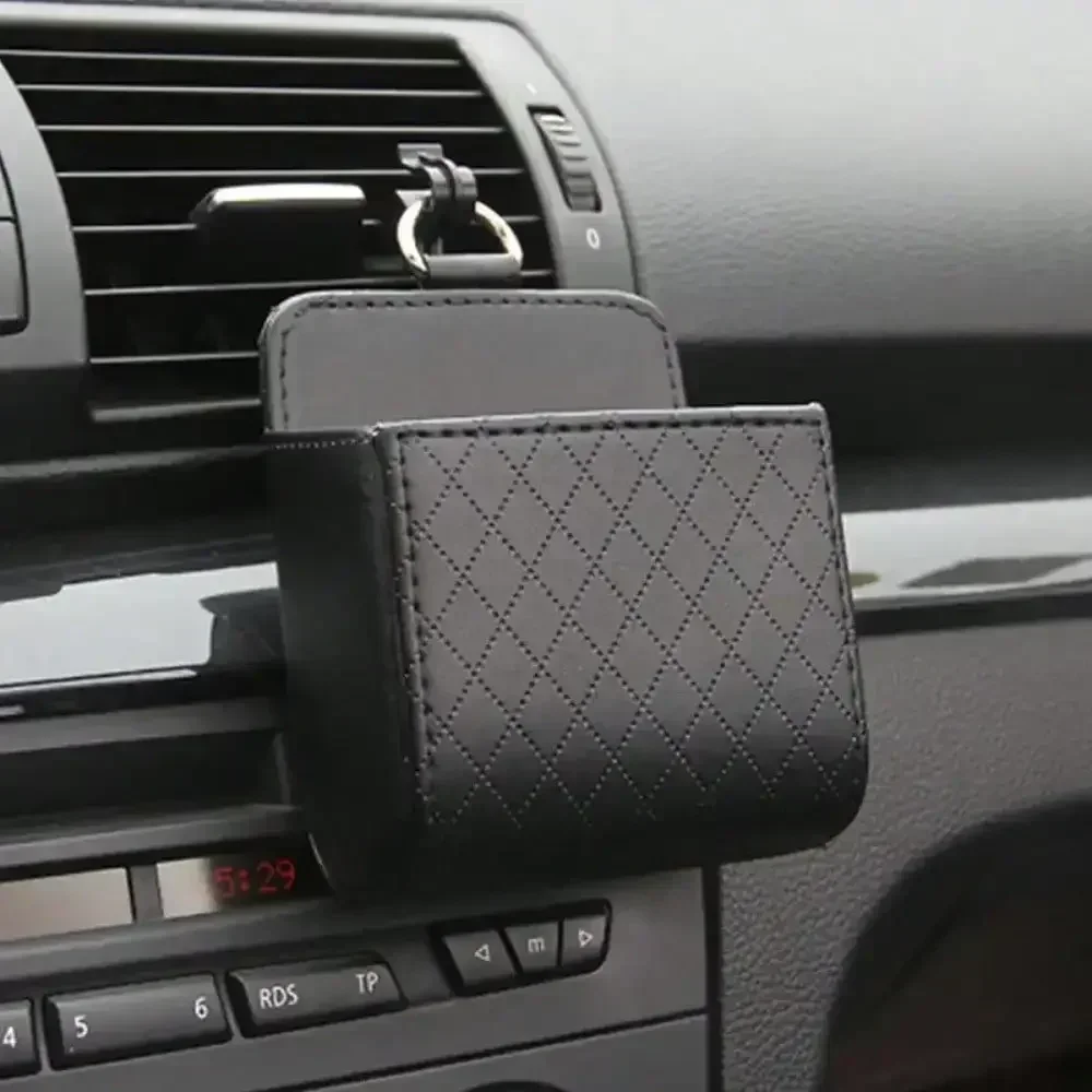 Add to Wish List Car Air Outlet Storage Bag, Mobile Phone,Key, Sunglasses,Ventilation,Household,Hanging Leather Organizer Box