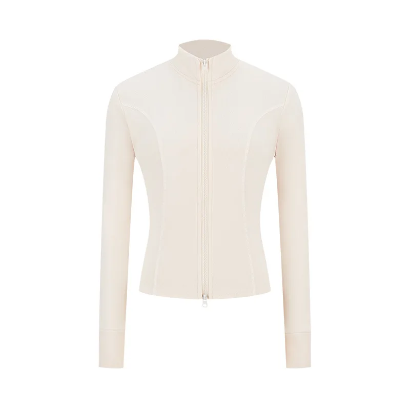 Cardigan à col Semi-haut pour fille américaine, sport, Fitness, Yoga, amincissant, manteau taille serrée, haut pour femme