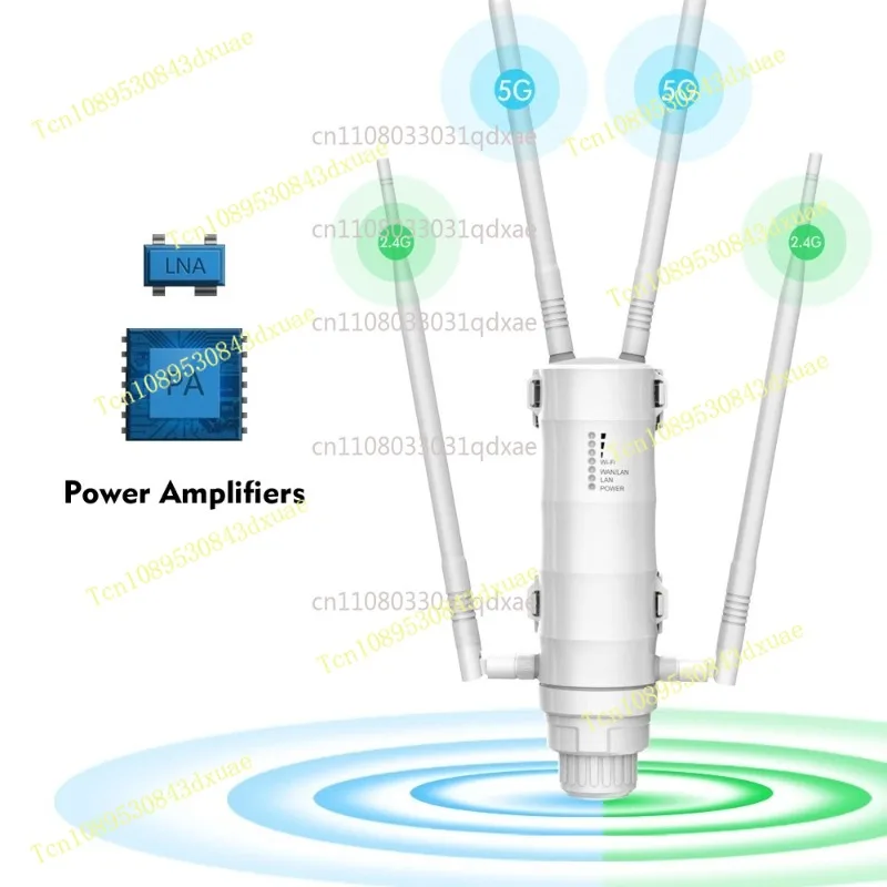 AC1200 High Power Outdoor WiFi Access Point Dual Band 2.4G 5GHz Extender IPX5 Waterproof Wifi Router Repeater