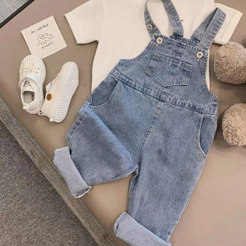 Spring Autumn Men\'s Women\'s Baby All-match Casual Jeans Light Color Denim Overalls Trendy Baby Wardrobe Single Product Pants