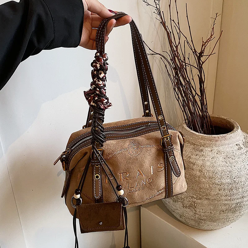 

Замшевая сумка в стиле ретро, сумка через плечо для женщин, сумки на плечо, модный универсальный кошелек и сумки, дизайнерские сумки, женская сумка Сумка