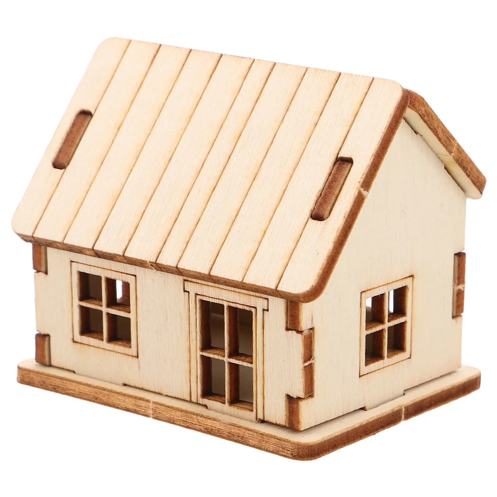 Maison miniature en bois de 2 pouces, puzzle 3D à peindre soi-même, cabane en bois vierge pour décoration de table de sable, maison en bois DIY