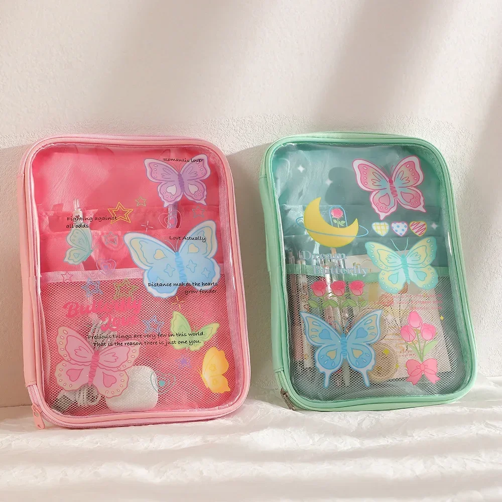 Instagram versione coreana ragazza PVC trasparente Tablet Bag Cartoon Butterfly IPad Storage Bag 11 pollici Tablet Inner Bag