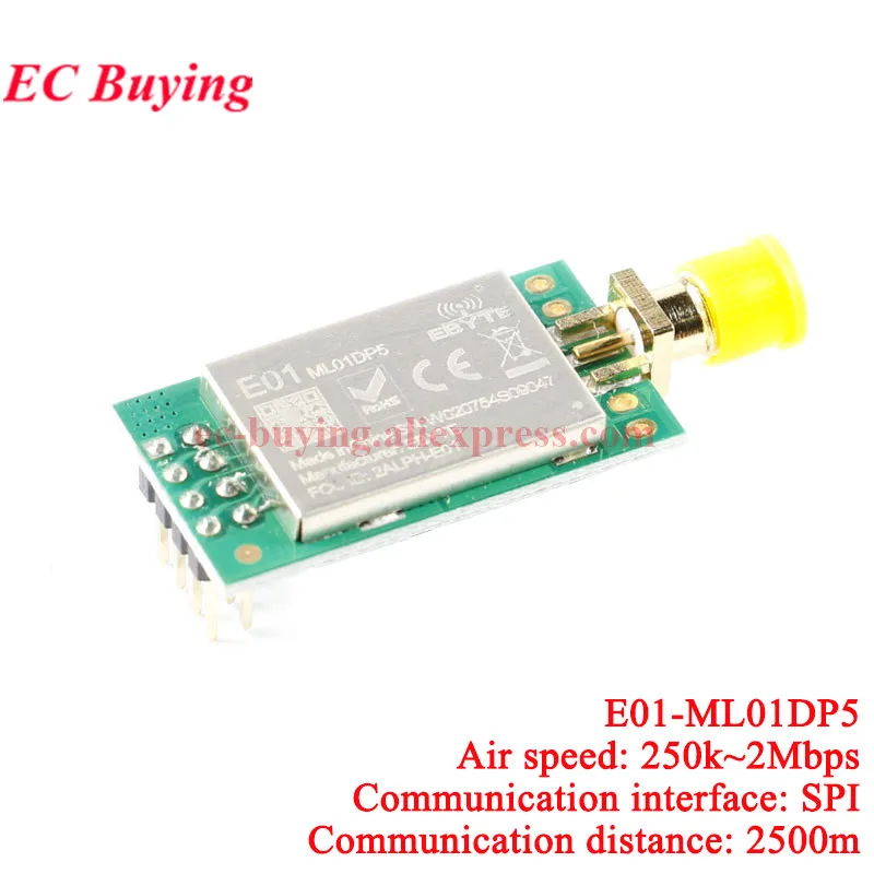 1-5 szt. E01-ML01DP5 Ebyte 20dBm 2100m SPI Moduł Transceivera Bezprzewodowego Dalekiego Zasięgu 2.4G nRF24L01P+PA+LNA ML01DP5 Antena z Ekranowaniem — zdjęcie produktu 2