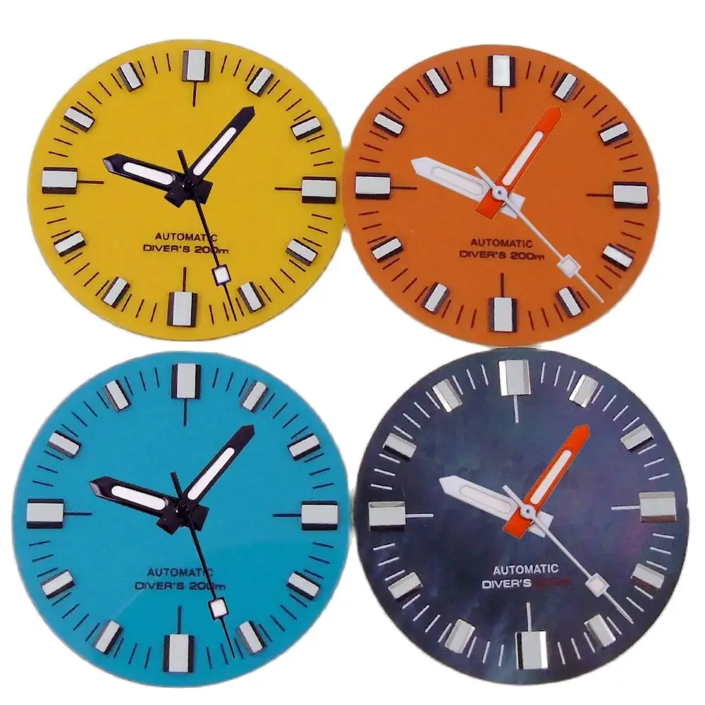 28.6mm Watch Dial MOP Face for NH35 NH36 ETA2824 PT5000 SW2000 ST2130 Diver 42mm Turtle Watch Case Orange Hand Set