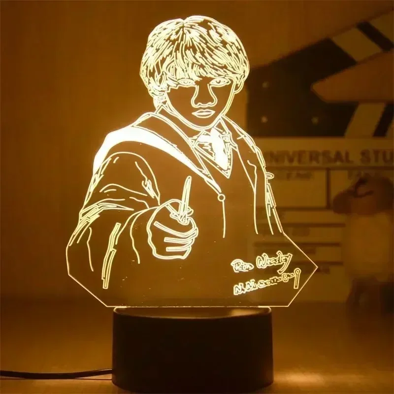 Anime Harrys Pottered 3D Acrylic Night Lamp LED Table Light Bedroom Decor Cool Kids Present view 5