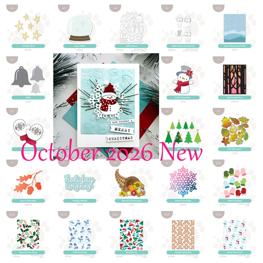 Oktober 2026 Neue Jolly Snowmen Jolly Season Metall-Stanzformen, Stempel, Schablonen für DIY Scrapbook, Tagebuch, handgemachte Karten