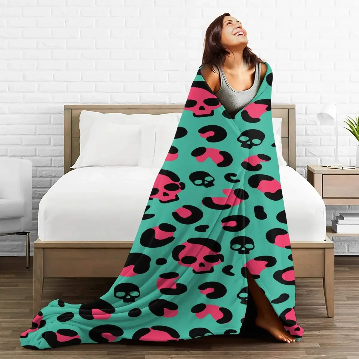 

Skull Baby Blanket Sofa Cover Fleece Print Vintage Colorful Lightweight Multifunction Throw Blanket for Bed Outdoor Quilt