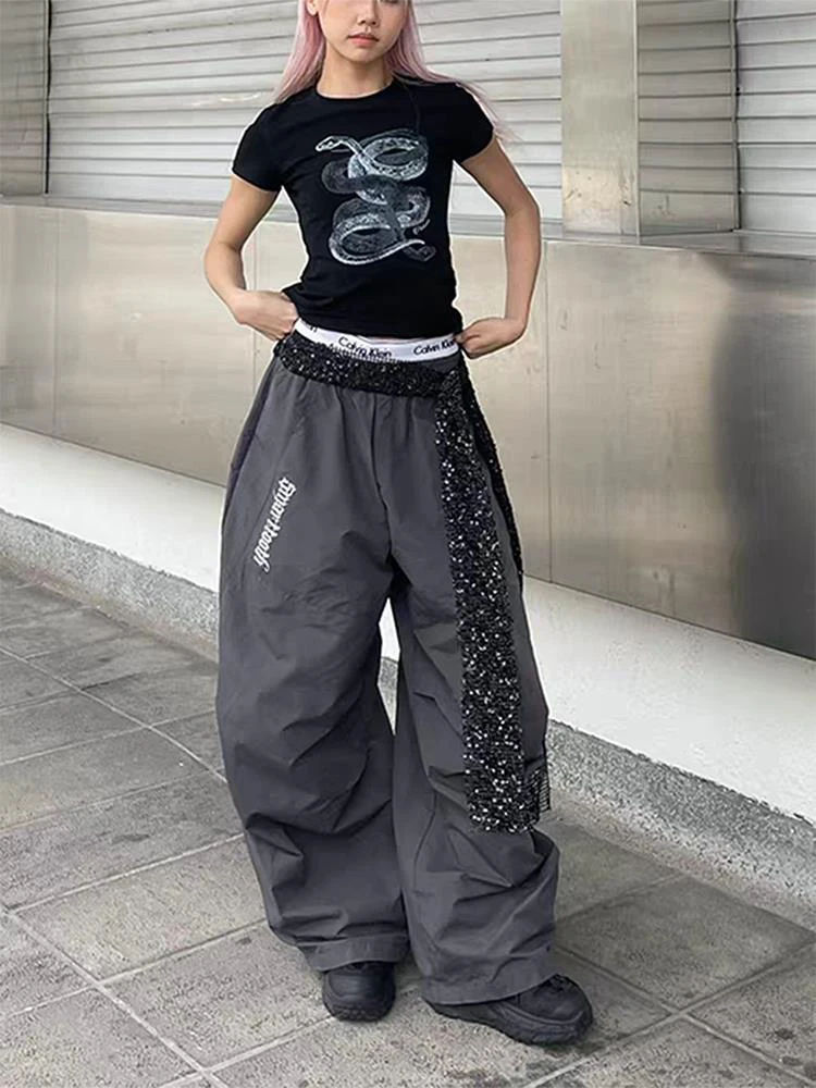 

Брюки-карго женские весенние парусиновые тонкие корейские пригородные дышащие эластичные против морщин для отдыха в классе колледжа