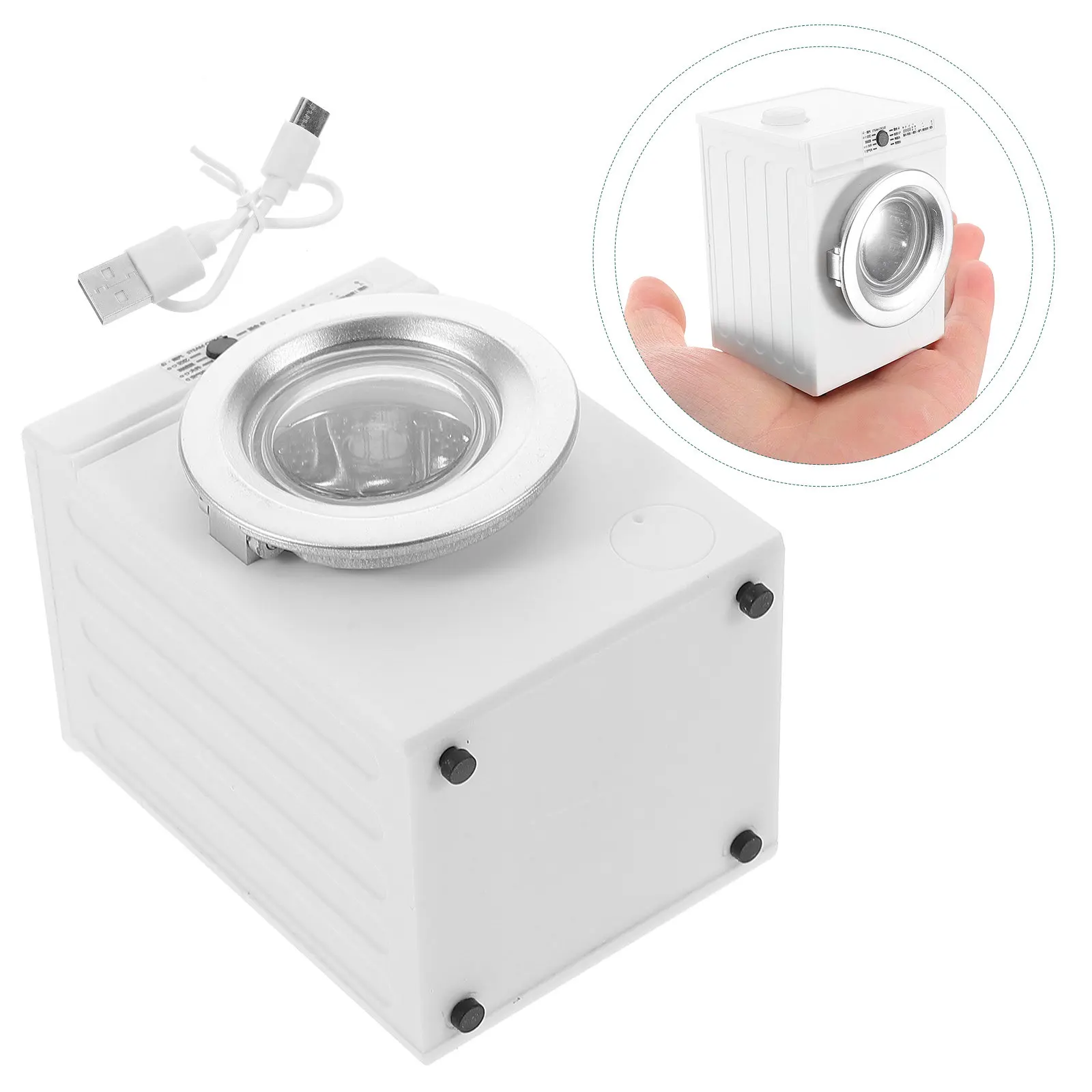 

Miniature 1:12 Scale Portable Washing Machine Rechargeable Drum Rotation Home Layout Prop Interactive Mini Appliance Decor