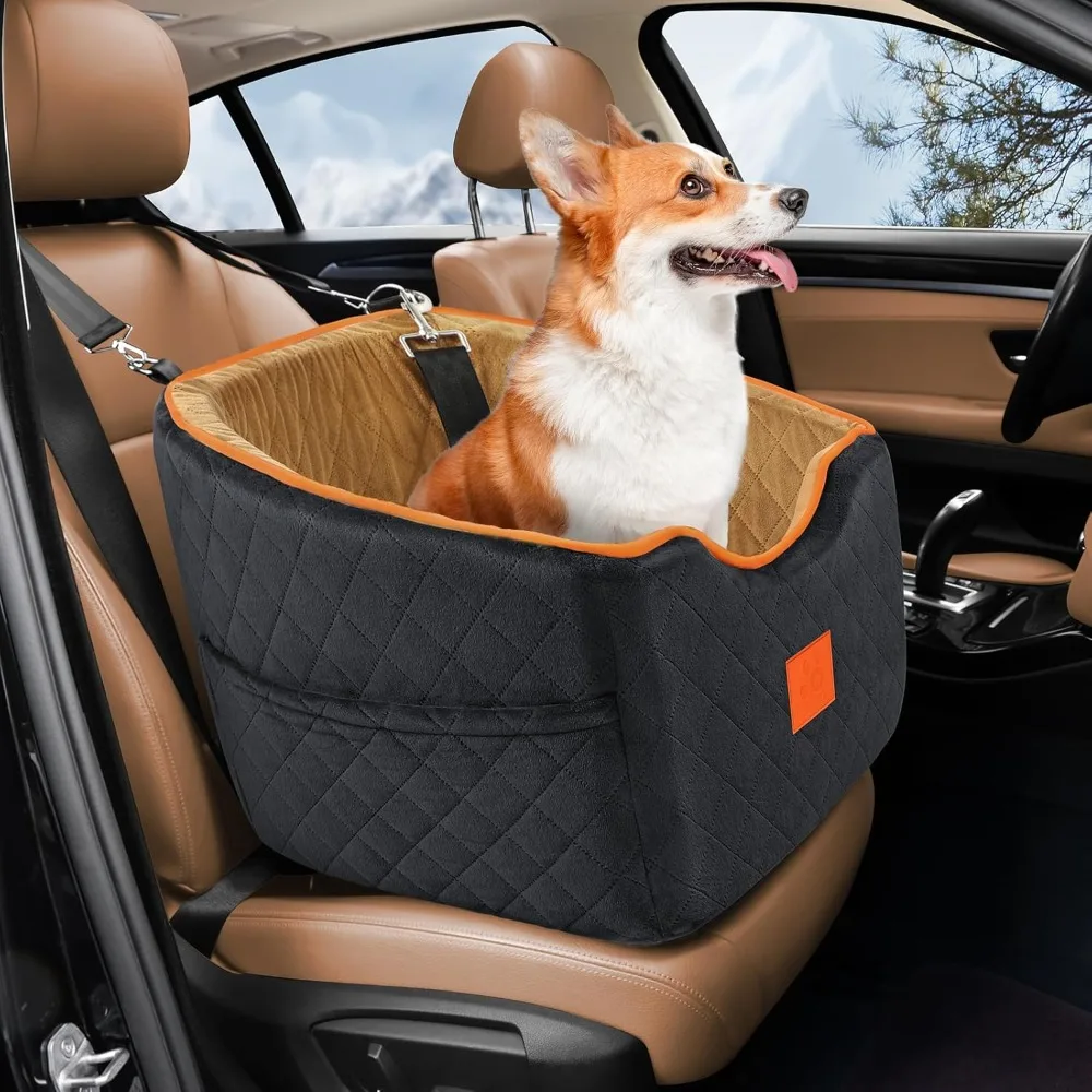 

Dog Car Seat for Small Dogs, Memory Foam Booster Dog Seat for Dogs up to 35 lbs, Elevated Pet Car Seat with Washable Removable C