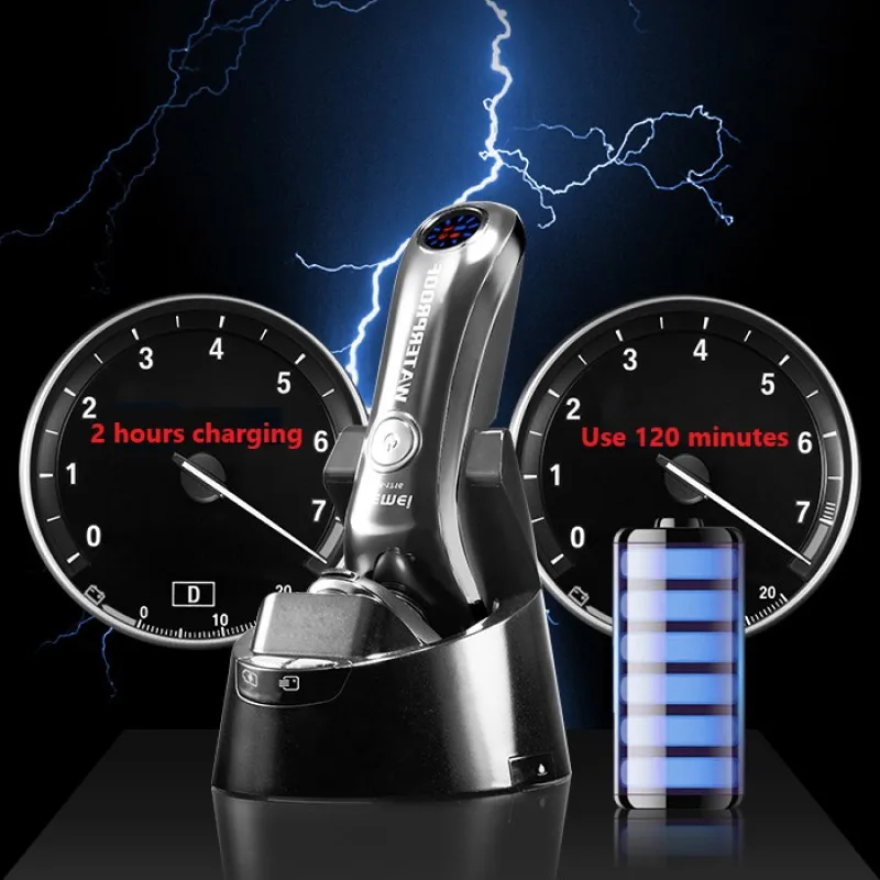 Kemei-afeitadora rotativa para hombres, máquina de afeitar eléctrica húmeda y seca con sistema de limpieza inteligente, recargable, lavable, Ipx6