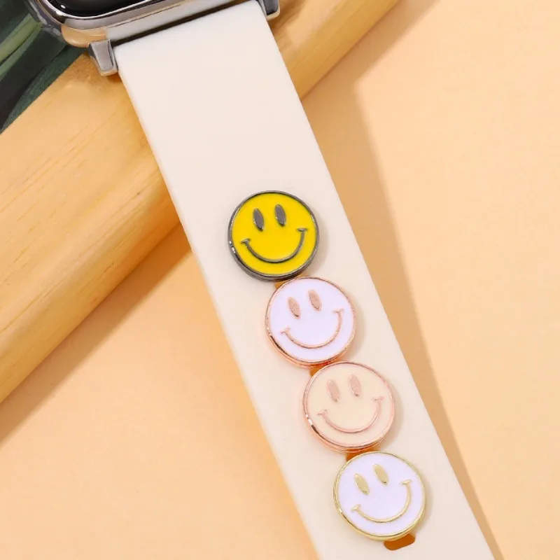 Decoration for Apple Watch Silicone Bands Decorative Buckle Sweet Fashion Small Round Smiling Face Buckle WatchBands Accessories