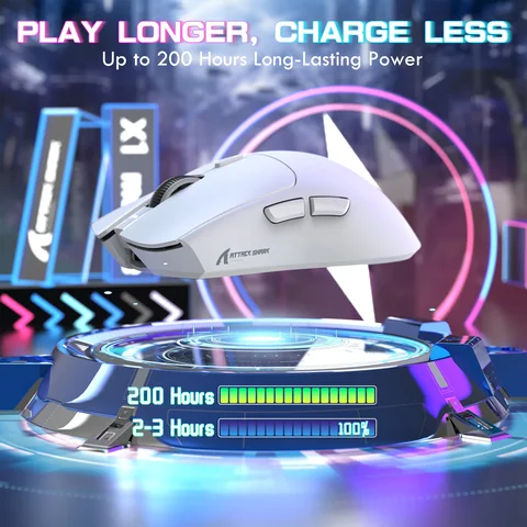 ATTACK SHARK X1 Gaming Mouse with Magnetic Charging Dock, PixArt PAW3395PRO, 40000DPI, BT/2.4G Wireless/Wired, 53g SUPERLIGHT