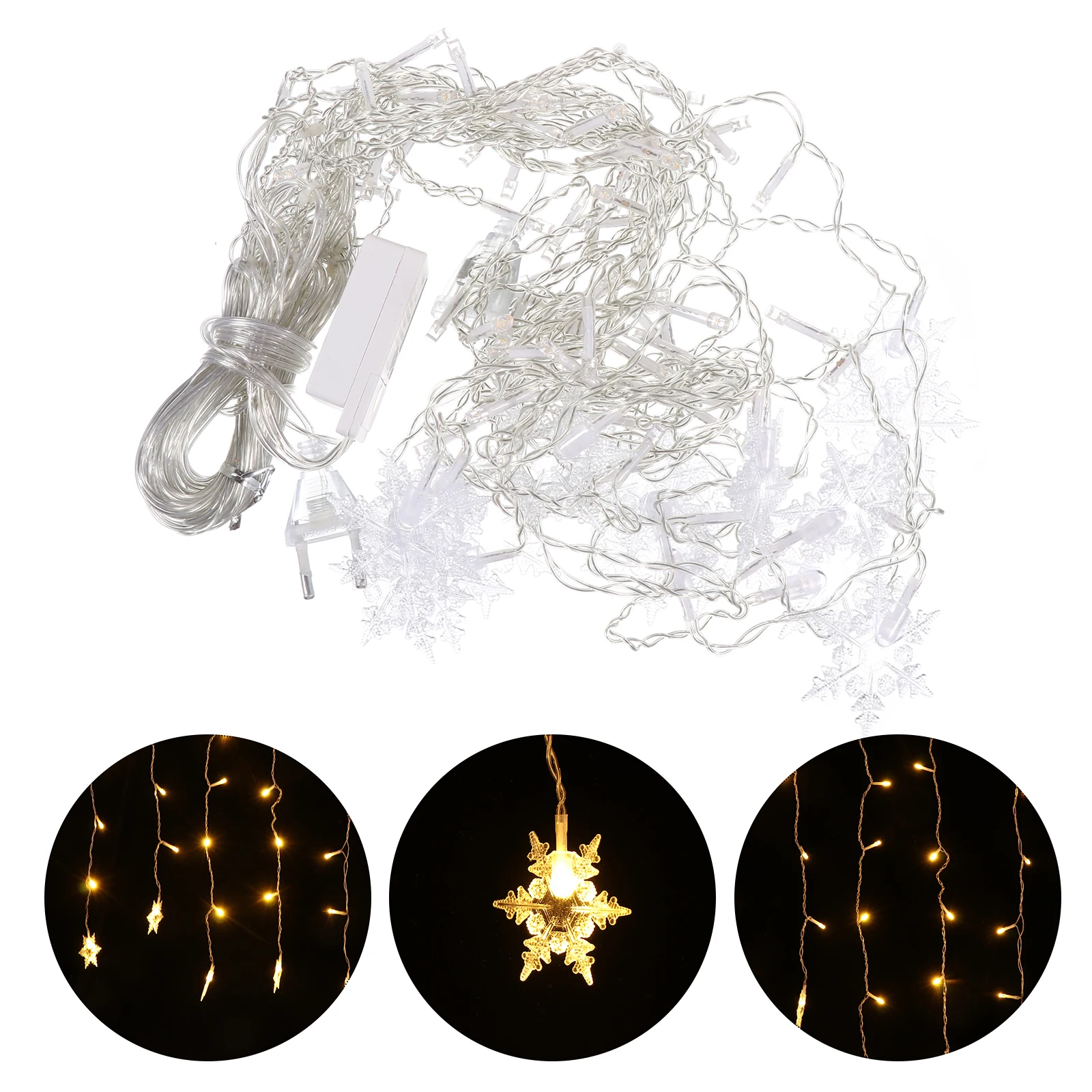 Led أضواء ندفة الثلج عيد الميلاد سلسلة الزخرفية مصباح للحزب شجرة عيد الميلاد مهرجان عطلة الإضاءة ندفة الثلج شكل الاستخدام #6