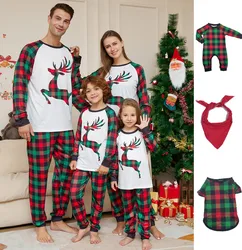 2024 Xmas Family Matching Pajamas Cute Deer Letter Print Adult Kid Baby Family Matching Outfit Christmas Family Pjs Dog Clothes