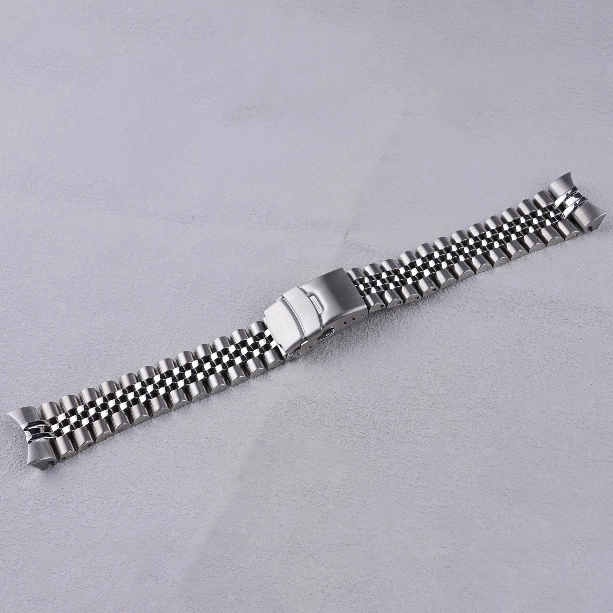 ل شرقي كاماسو/ماكو III 22 مللي متر الصلبة منحني نهاية الفولاذ المقاوم للصدأ الفضة اليوبيل حزام (استيك) ساعة حزام أساور فاخرة بواسطة Carlywet #6