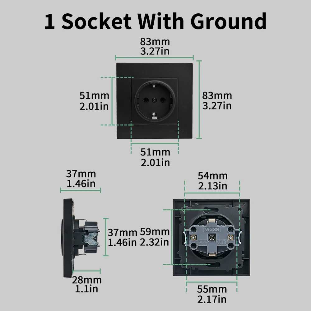 أسود كلاسيكي مآخذ الطاقة الجدار جزءا لا يتجزأ من التيار المتناوب لهب مع المنافذ الكهربائية الأرضية 250 فولت الطلاء المقابس البلاستيكية المقبس 250 فولت #6