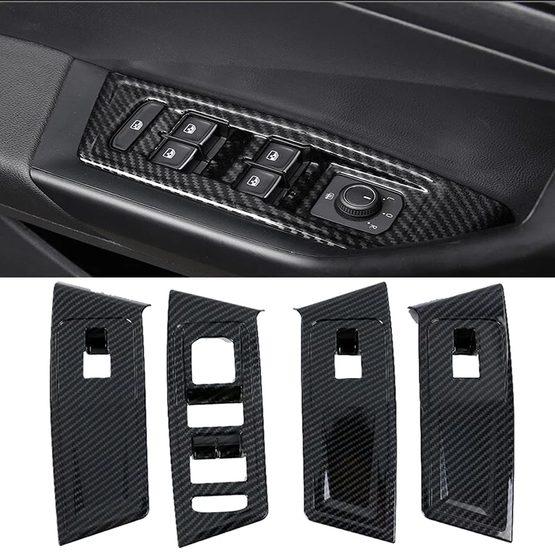 

For Volkswagen VW T-ROC 2017 2018 Car Inner Window Lift Switch Button Panel Cover Trim Frame Decorative Accessories 4PCS