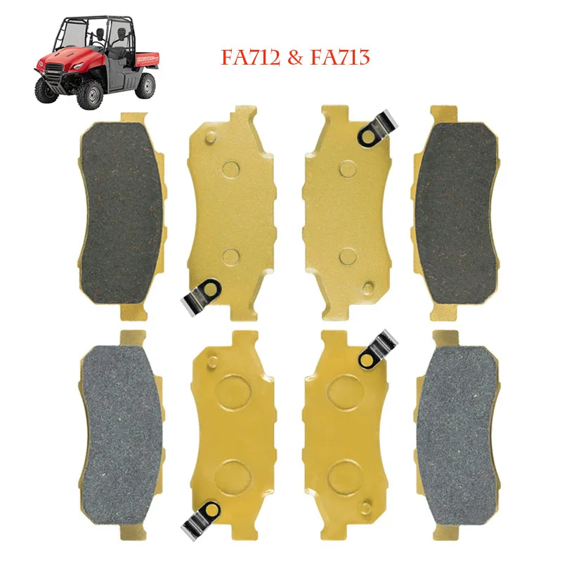 FA712 & FA713 Front & Rear Heavy Duty Ceramic Disc Metal Brake Pads Fit For Honda Big Red 700 UTV MUV700 2009-2013 (8Pcs/1Set)