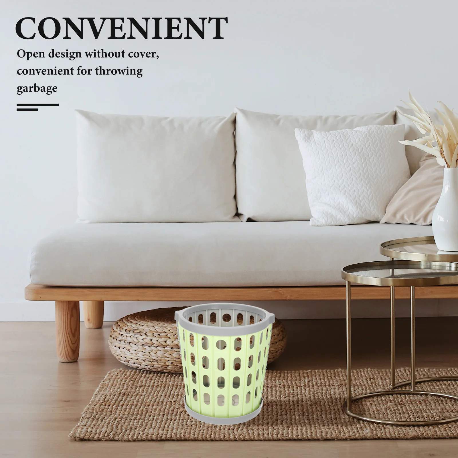 

Folding Trash Can Plastic Rubbish Bucket Large Opening Bedroom Kitchen Home Office Garbage Can Household Use