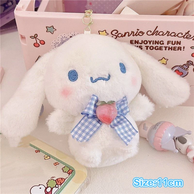 Kawaii portachiavi carino peluche ciondolo Anime Kuromi Melody Cinnamoroll ragazza studente borsa bambola marrone auto portachiavi decorazione gioielli