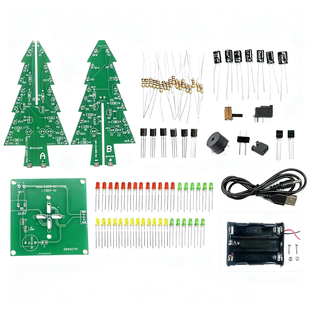 

1 Set DIY LED Flashing Christmas Tree Kit With Clearly Mapped And Labeled Connections On The Circuit Board Electrical Kits