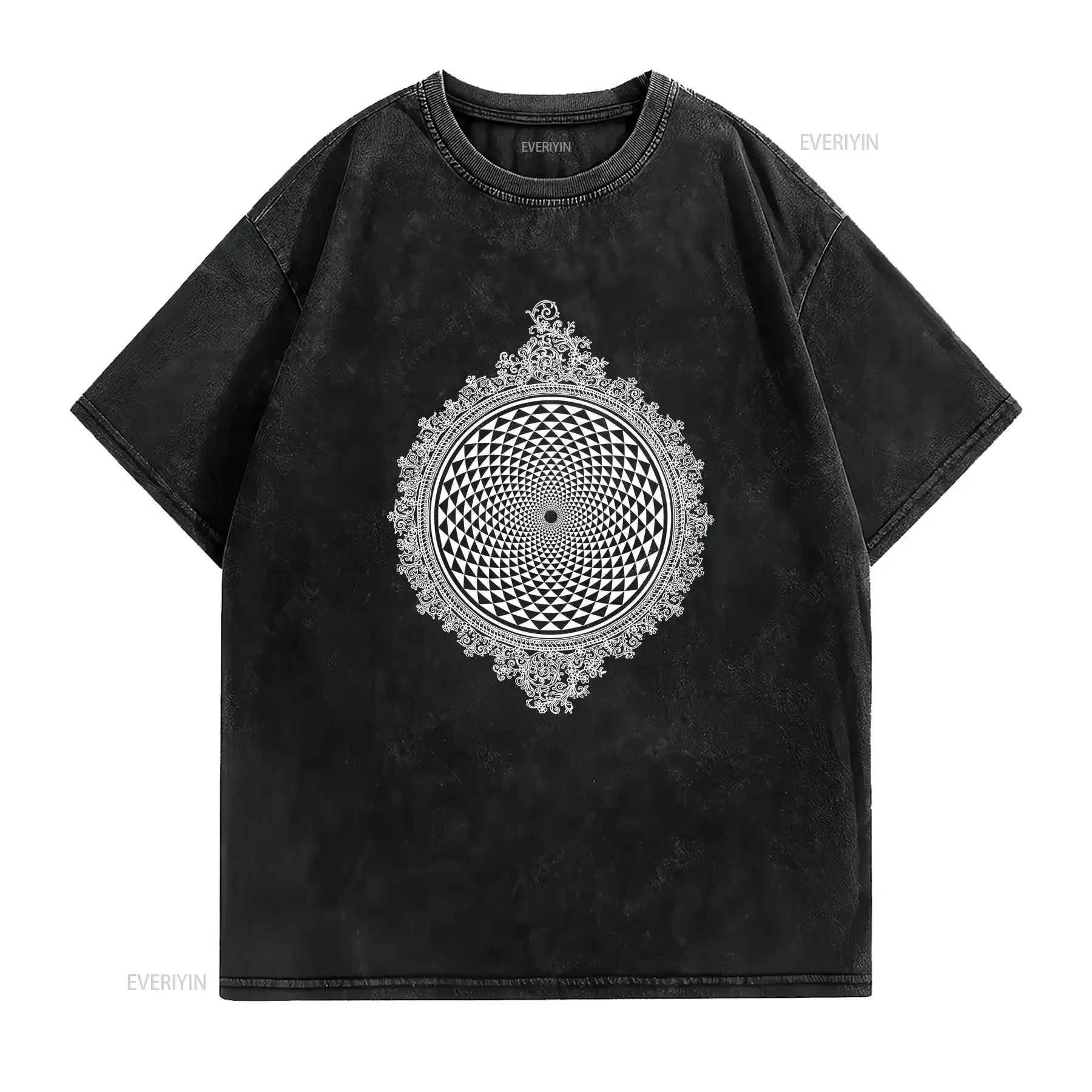 MIRROR Mandala T Shirt Psychedelic Visions Screen Sacred Geometry Clothing vintage Washed Slightly Breathable streetwear