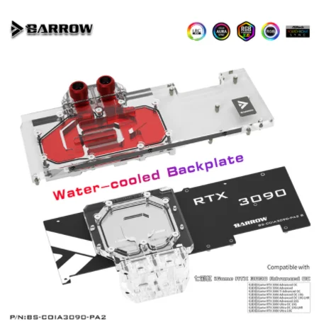 

Barrow GPU Water Block Backplane for Colorful RTX 3090 3080 Advanced OC, Full Cover Water cooled Backplate, BS-COIA3090-PA2 B